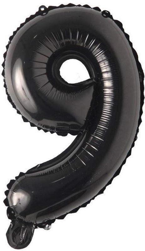 VINAYAKAMART Solid BLACKNUMBERBLACK9 Letter Balloon  (Black, Pack of 1)