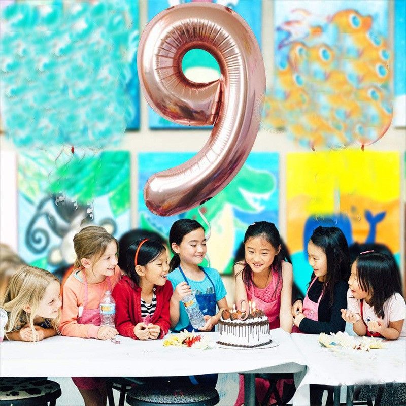 Acril Solid Rose Gold Number 9 Balloon for Ninth Birthday Balloon  (Gold, Pack of 1)