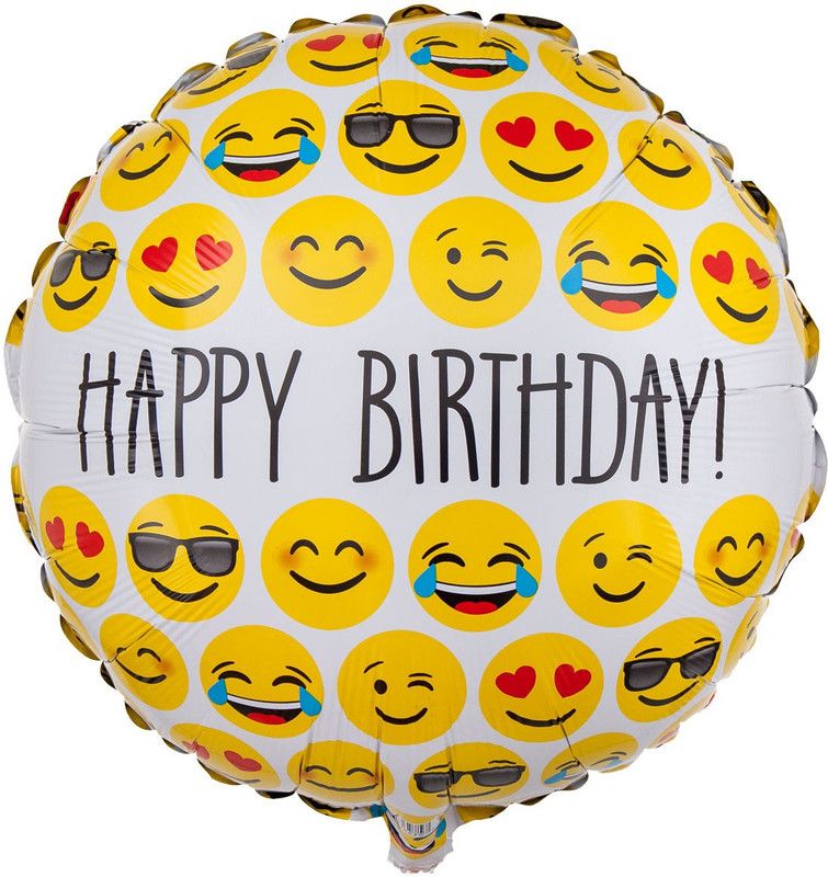 Party Anthem Printed Emoji “Happy Birthday” Foil Balloon 18 inches Balloon  (Multicolor, Pack of 1)