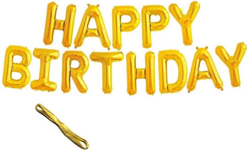 teple Solid (16 Inch) Happy Birthday Letter Foil Balloons / Birthday Party Supplies / Happy Birthday Balloons For Party Decoration - Golden Balloon (Gold, Pack of 1) Letter Balloon  (Gold, Pack of 1)