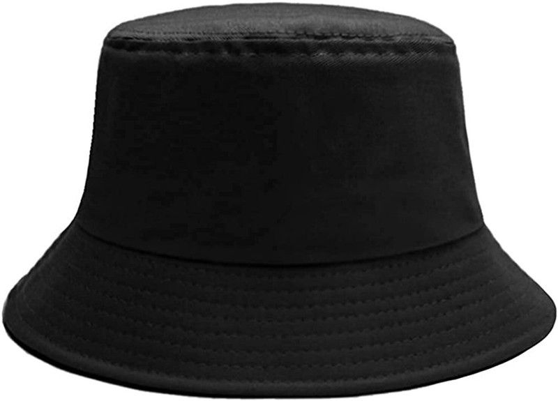 SF7 Bucket Sun Hat Round Cotton Caps for Girls/Women  (Black, Pack of 1)