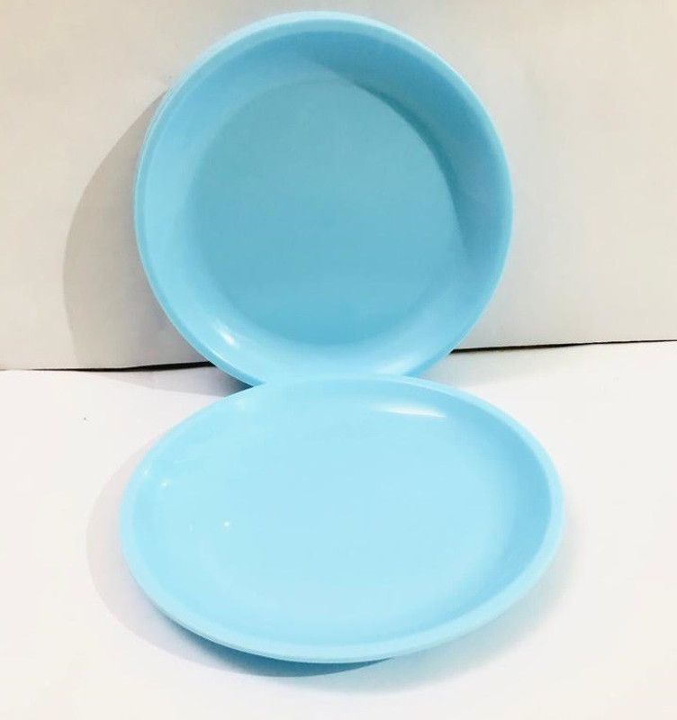 Kanha Gloss Finish Easy to Clean BPA Free Microwave Safe and Unbreakable Round Plastic Half Plates Set (Pack of 8) Aqua blue ,Size 7.5 Inches Half Plate  (Pack of 8, Microwave Safe)