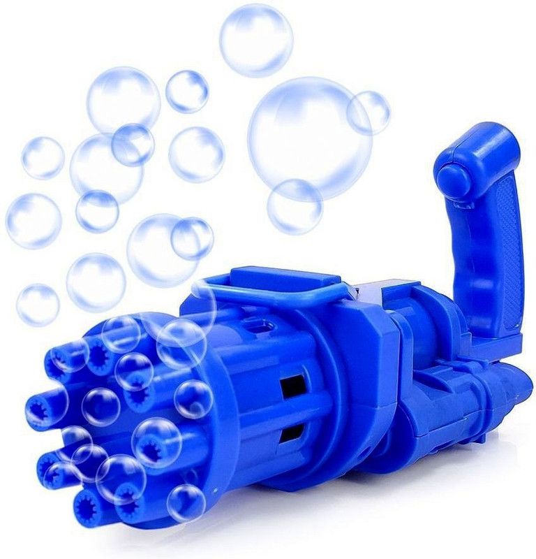 HALO NATION Bubble Maker Machine Gun 7inch Gatling Bubble Gun 8 Hole Bubble Blaster Toy Blue Toy Bubble Maker