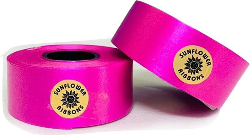 Sunflower Decorative Plastic Curly Ribbon Fuchsia (Pack of 5 Rolls) Size: 25mm x 10 Yards(9M) Pink PP (Polypropylene) Ribbon  (Pack of 5)