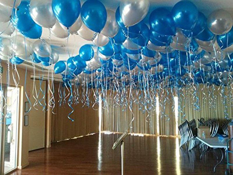 Art Bundle Solid Happy Birthday Decoration Metallic HD Balloons (Blue + White). Balloon  (Blue, White, Pack of 40)