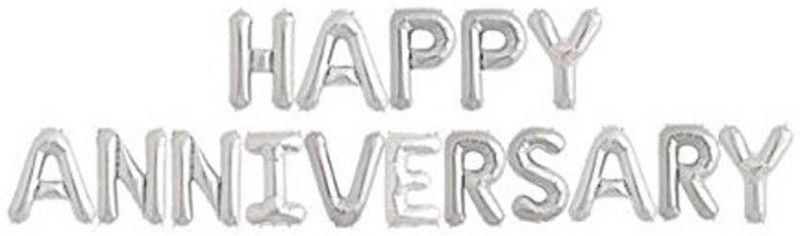 teple Solid Happy Anniversary Letter Foil Balloon/ Anniversary Party Decoration Items ( 16 Letters) - Silver Balloon Balloon  (Silver, Pack of 1)