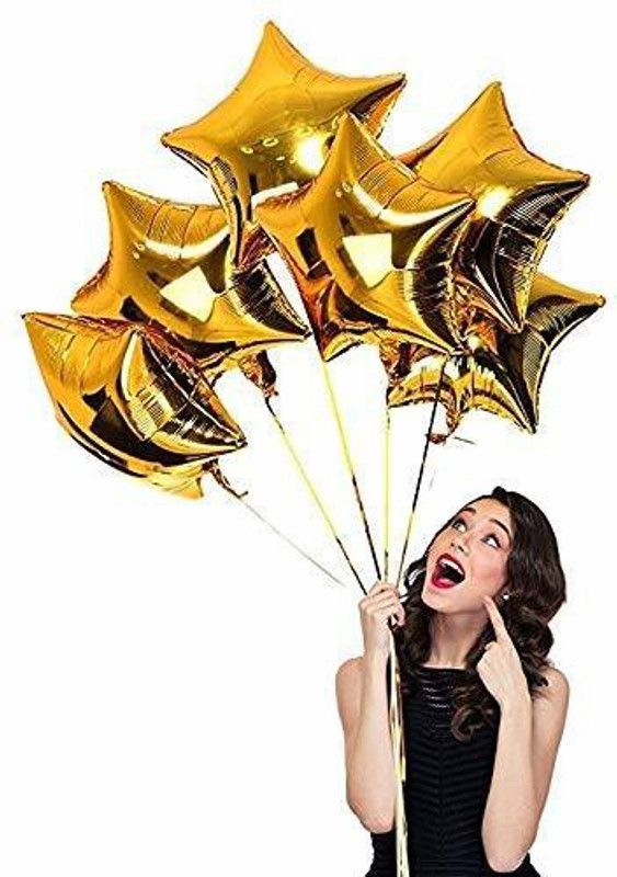 GUNGUN Solid Star Shape 18" Inch Foil Balloons - Golden (Pack of 6 ) Balloon  (Gold, Pack of 6)