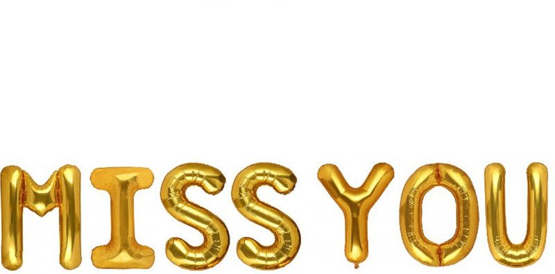 Utkarsh Solid Golden Color Popular And Trending Name (Miss You) 3D Letter Balloon  (Gold, Pack of 7)