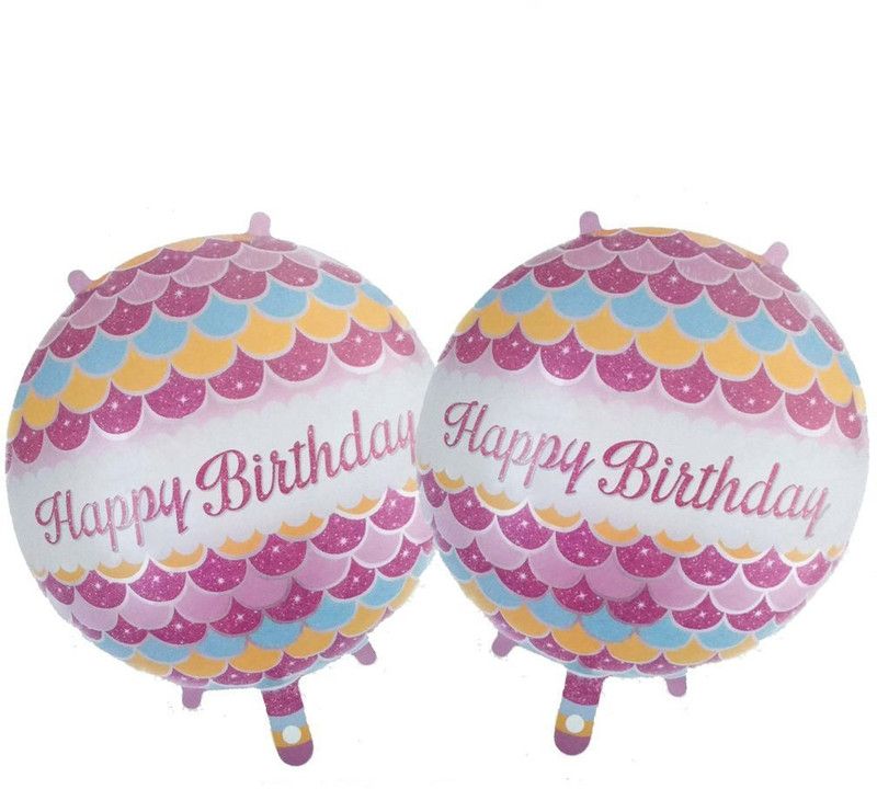 AMFIN Printed (Pack of 2) 18 Inch Happy Birthday Foil Balloon Birthday Party Supplies / Happy Birthday Balloons For Girls / Theme Party Decoration Balloon  (White, Pink, Pack of 2)