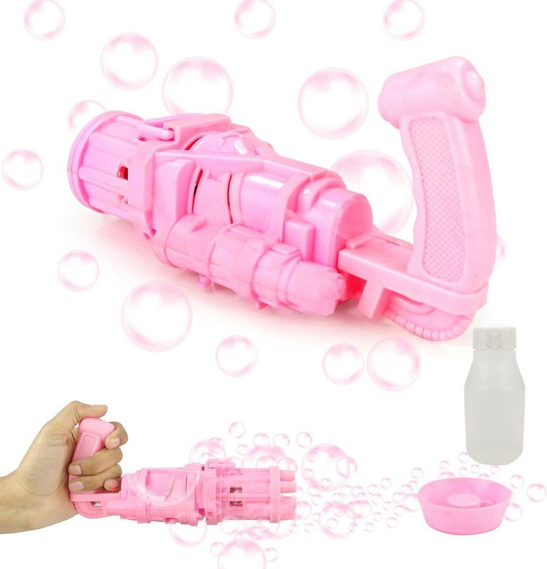 Toykart Pink Bubble Machine Gun for Parties Indoor Outdoor Toys Gift Bubble Maker & Blower with Bubble Liquid Container for Kids Toy Bubble Maker