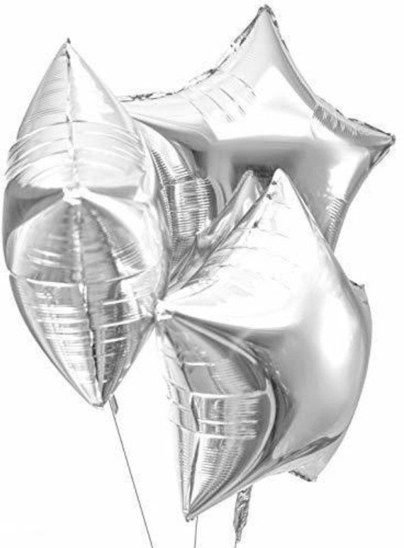 GUNGUN Solid Star Shape 18" Inch Foil Balloons - Silver(Pack of 3) Balloon  (Silver, Pack of 3)