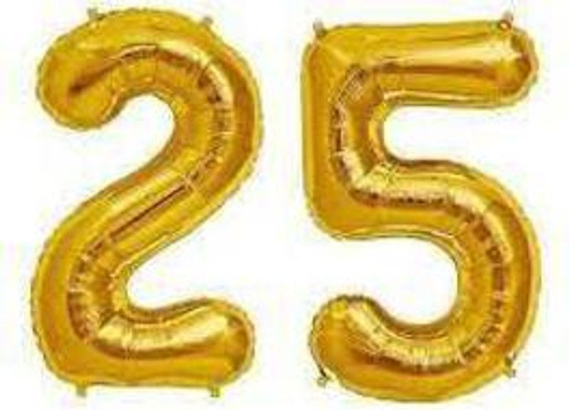 Loja collection Solid 25 year celebration Foil Party decoration Balloon  (Gold, Pack of 2)