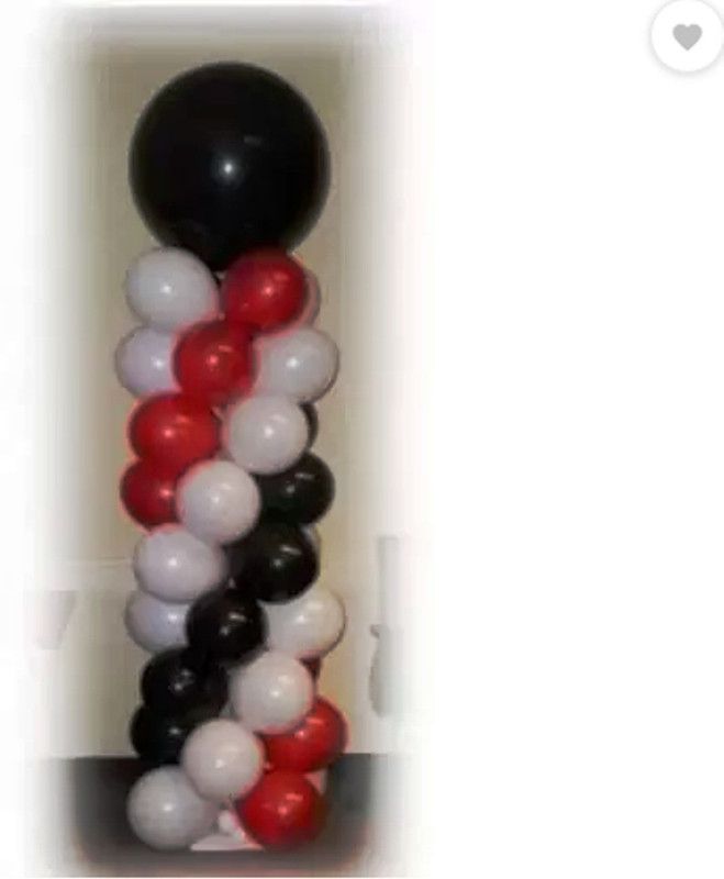 addick Solid Solid Black/ White/ Red Balloon (Pack of 30) Balloon  (Black, White, Red, Pack of 30)