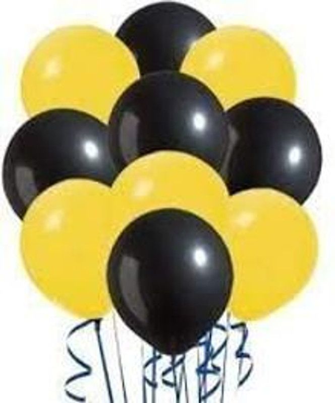 Blooms Mall Solid Black & yellow balloon set for party decoration Balloon  (Black, Yellow, Pack of 100)