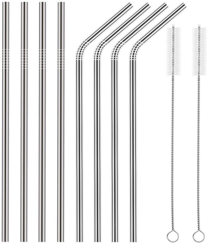 Xeekart Bent Drinking Straw  (Silver, Pack of 10)