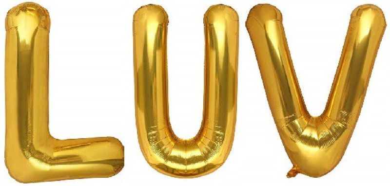 Stylewell Solid Popular And Trending Name ( Luv ) Parties, Celebrations 3D Foil Balloon  (Gold, Pack of 3)