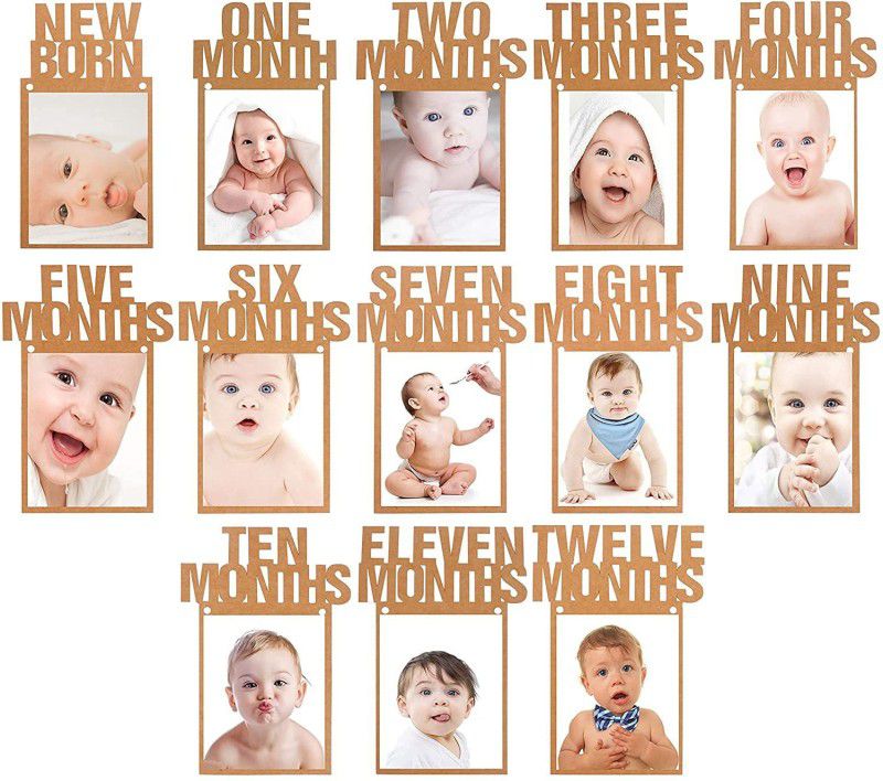 AMFIN New Born 1st Birthday Baby Photo Banner / Growth Record 1-12 Months Banner  (3 ft, Pack of 1)
