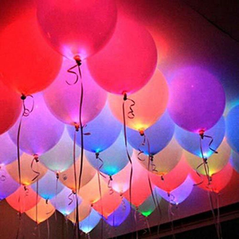 tielooks Solid LED Light Up Balloons Balloon  (Multicolor, Pack of 5)