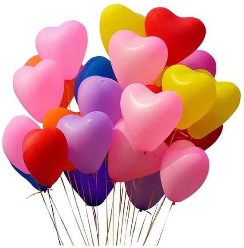 gorgeous moment Solid colorful heart shape helium balloon [ heart shape gift balloon decoartions] Balloon  (Multicolor, Pack of 25)