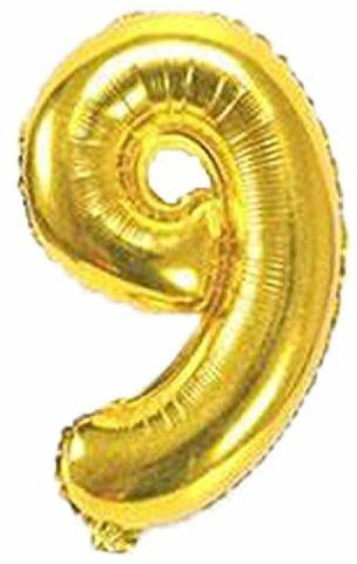 BanteyBanatey Solid Number 9 Letter Balloon  (Gold, Pack of 1)