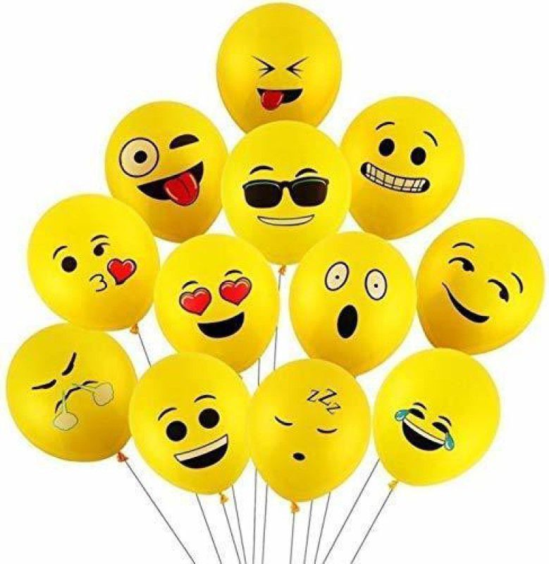 FESTDECO Printed SMILEY BALLOON Printed Face Expression Latex Balloon 25 Pcs, Yellow EMOJI BALLOON SMILEY BALLOON BIRTHDAY DECORATION BIRTHDAY BALLOON Balloon  (Yellow, Pack of 25)