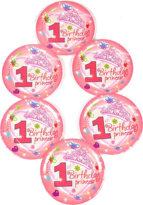 FUNCART Sweet At One Princess Theme 7 Quarter Plate  (Pack of 6)