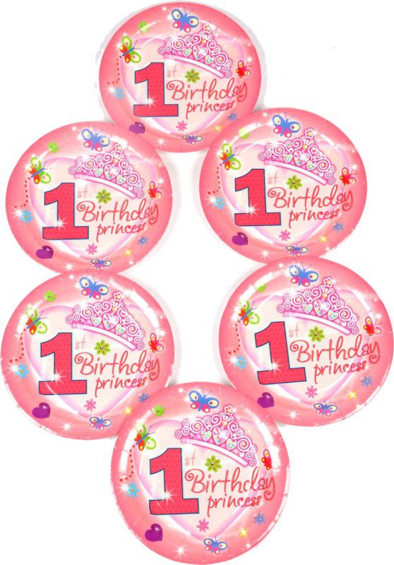 FUNCART Sweet At One Princess Theme 9 Inch Quarter Plate  (Pack of 6)