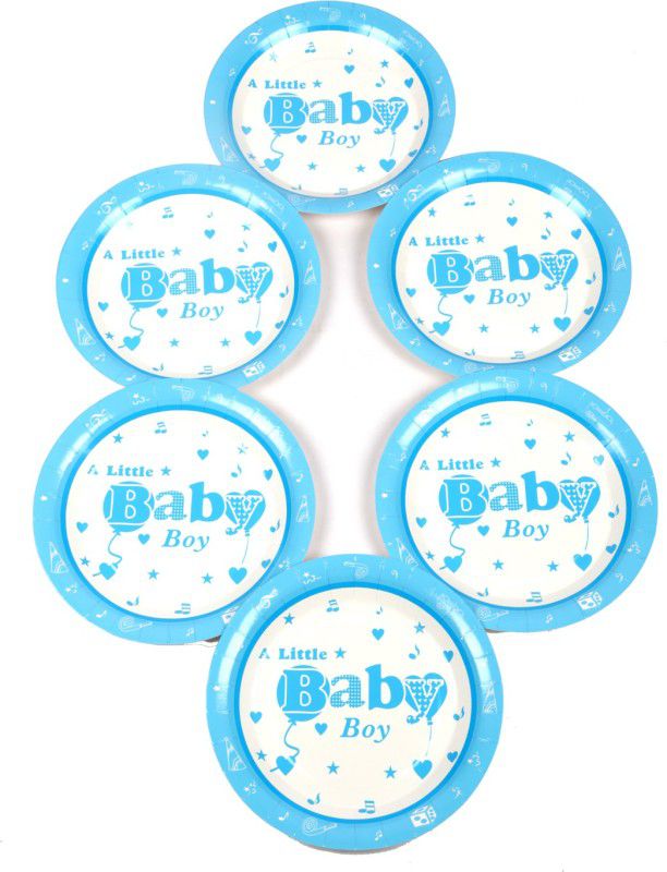 FUNCART Little Baby Boy Theme 9 Inch Quarter Plate  (Pack of 6)