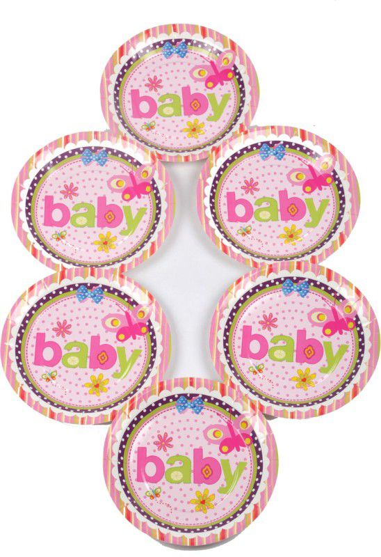 FUNCART Butterfly Baby Theme 7 Inch Quarter Plate  (Pack of 6)