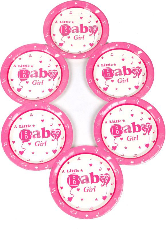 FUNCART Little Baby Girl Theme 9 Inch Half Plate  (Pack of 6)