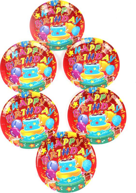 FUNCART Three Tier Cake Theme 9 Inch Quarter Plate  (Pack of 6)