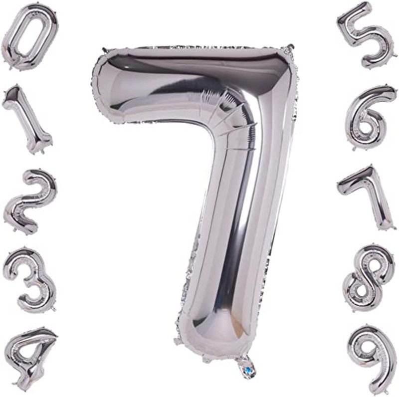 jungle gang Solid 7/seven number big size/foil number for indoor/outdoor decoration Balloon  (Silver, Pack of 1)