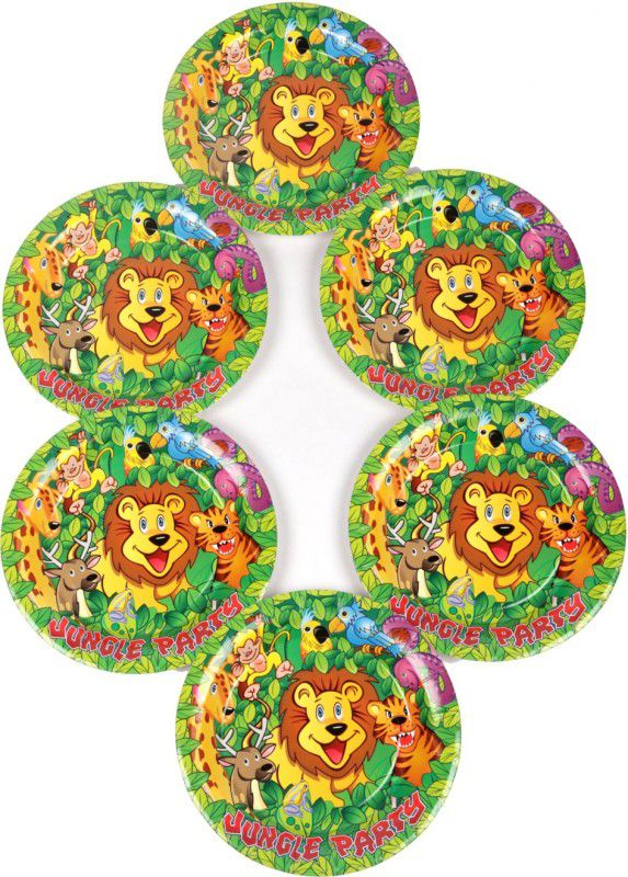 FUNCART Jungle Party Theme 9inch Plate Set  (Pack of 6)
