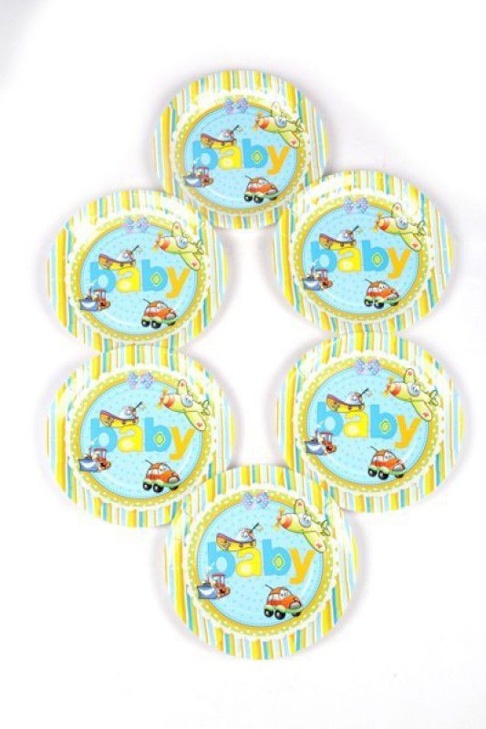 FUNCART On The Go Theme 7 Inches Disposable Paper Plate Tray  (Pack of 6)