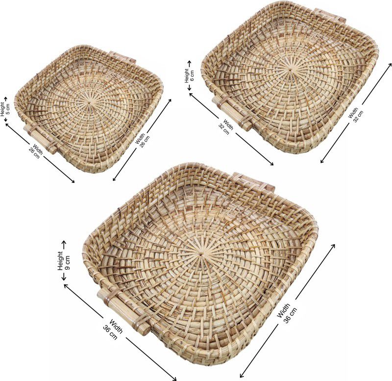 THE Bling STORES Square Tray Tray  (Pack of 3)