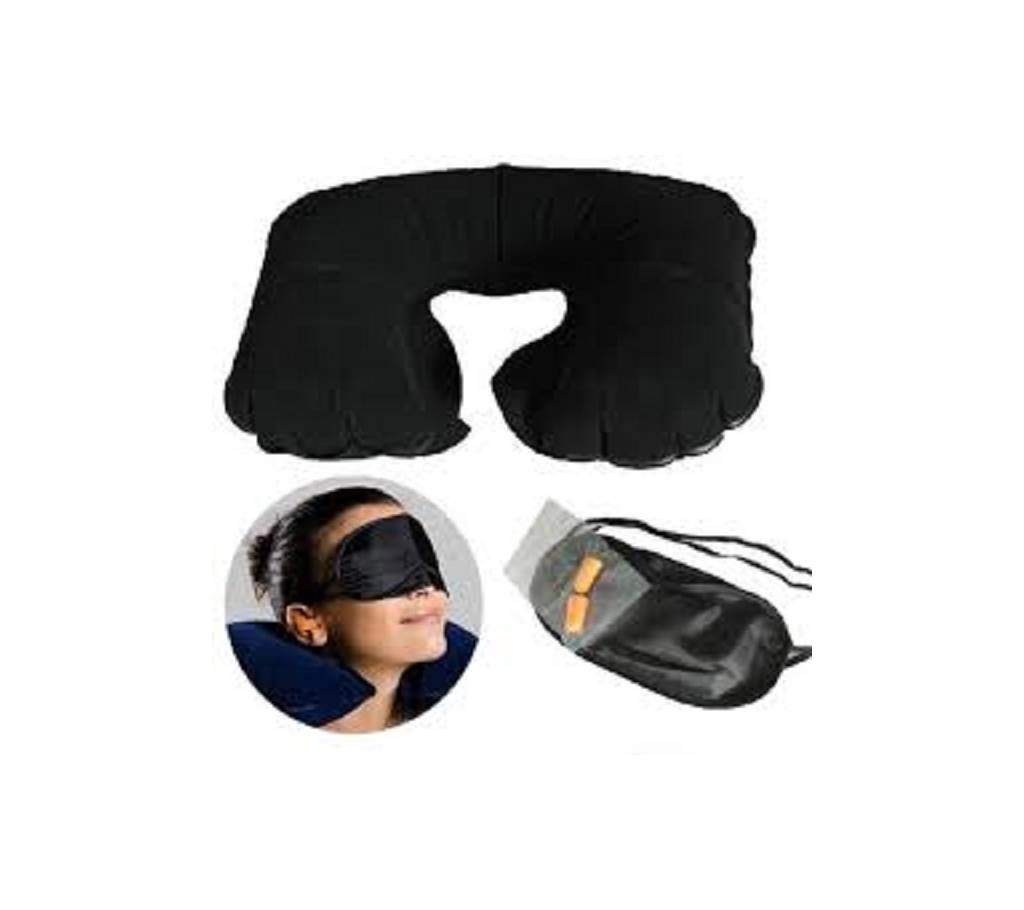 3 In 1 Travel Set - Neck Pillow, Eye Mask and Ear Plug