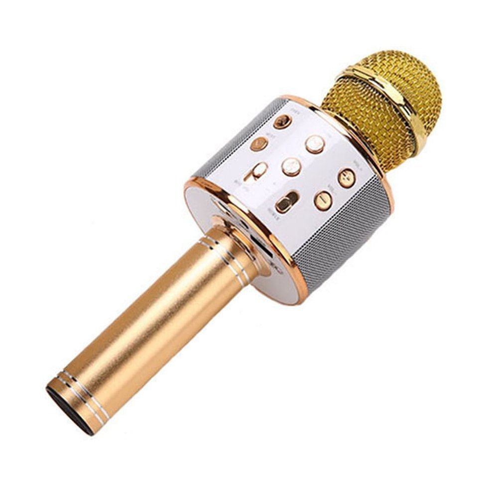 Microphone Wireless Bluetooth Karaoke Mic Handheld Microphone USB Player for Home Party KTV Music Speaker Player Singing Mic black