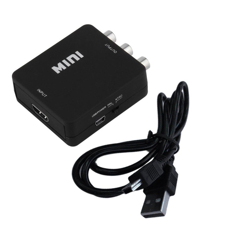 Black Mini 1080P HDMI-compatible To RCA Audio Video CVBS Adapter Converter