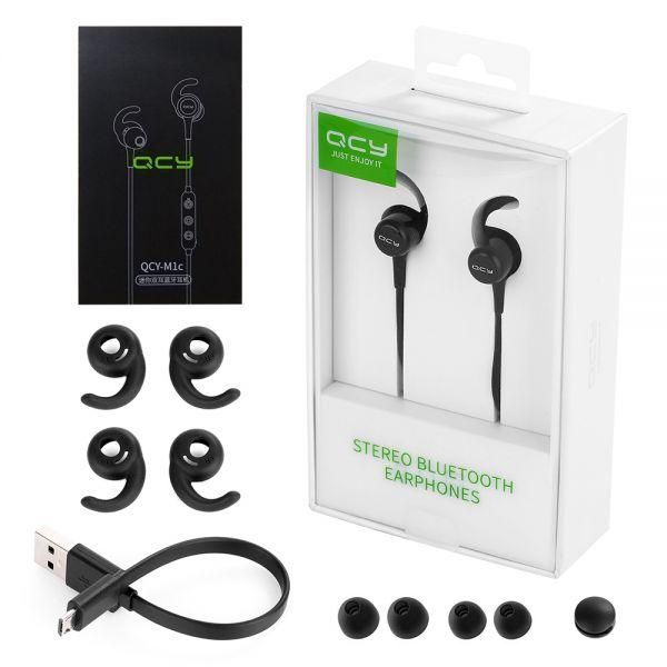 Original QCY M1C Bluetooth Earphones Magnetic Buds Hifi Sound Quality - Black