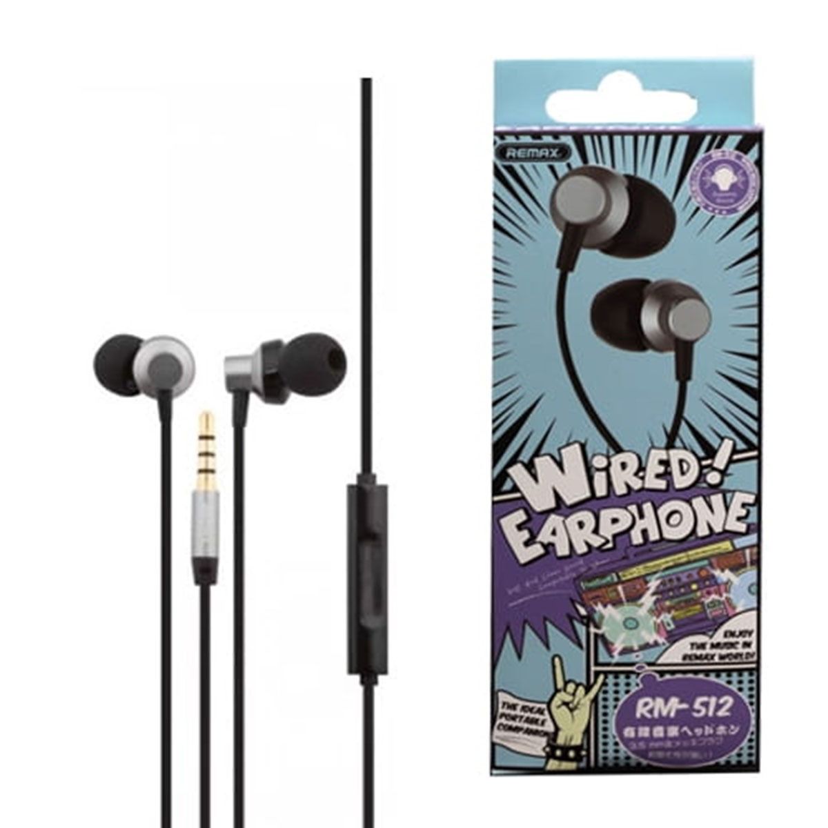 REMAX RM 512 In-ear Wired Earphone With Microphone and 3.5mm Jack - Headphone