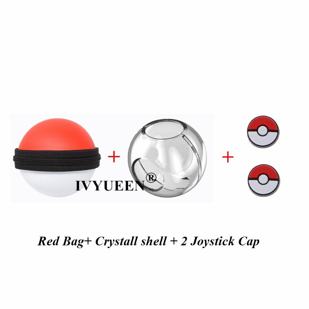 IVYUEEN 2 in for Nintend Switch Poke Ball Plus Controller Carrying Bag & Crystal Case Transparent Shell Cover Pokeball Eevee