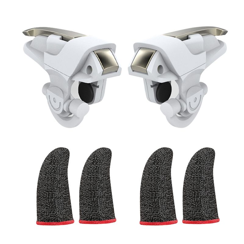 Handle Game Controller,Physical Keys Gaming Finger Sets for PUBG Joystick Metal Mobile Game Artifact White