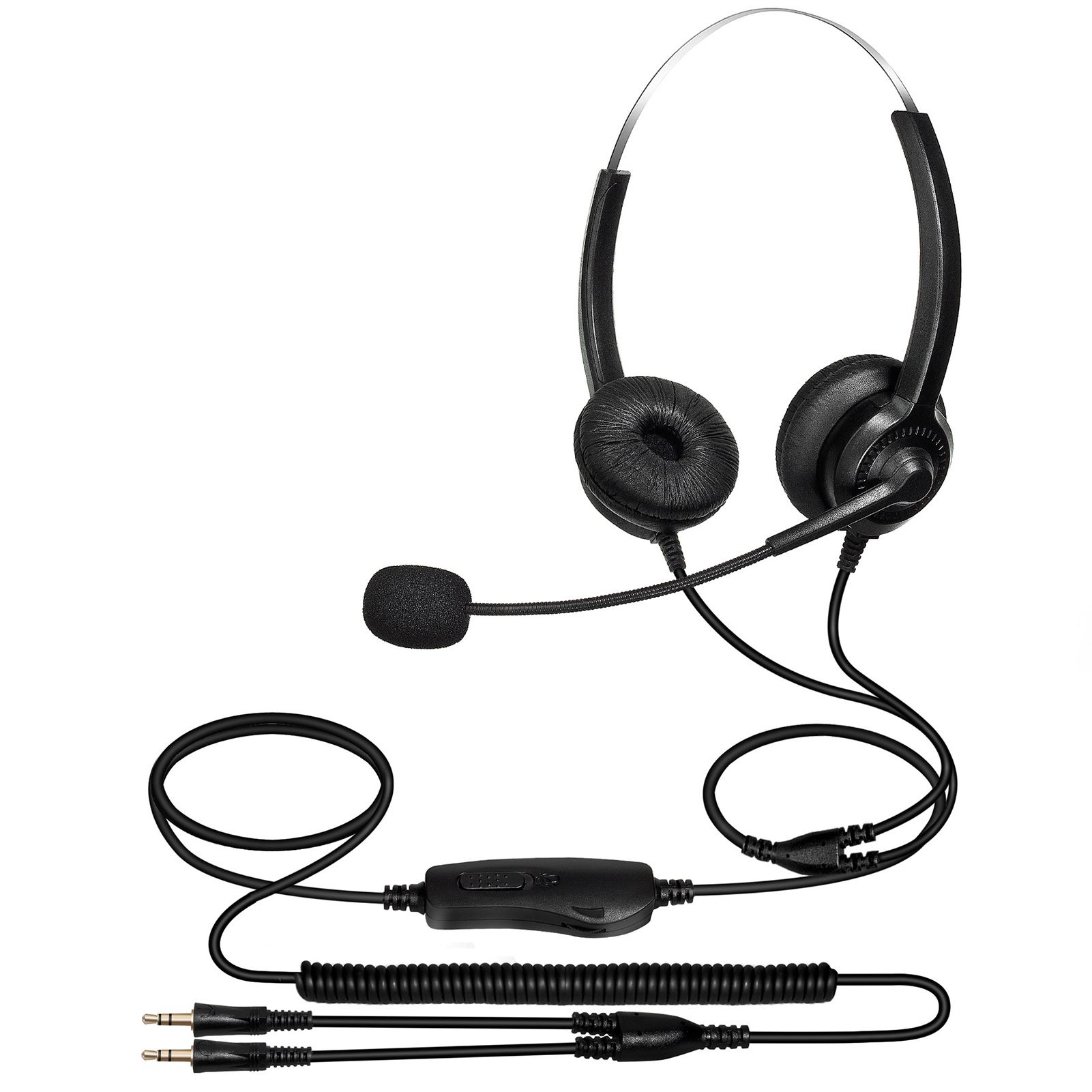 Telephone Headset Wear-resistant 3.5mm RJ9 Ergonomic Binaural Call Center Headset