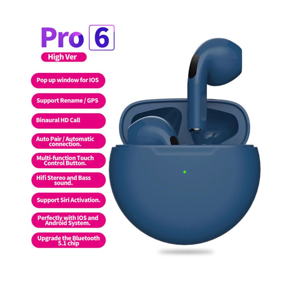 Yfashion Pro6 Wireless Bluetooth Earphones ouch Control Convenient Sports Headset Rechargeable Earphones color