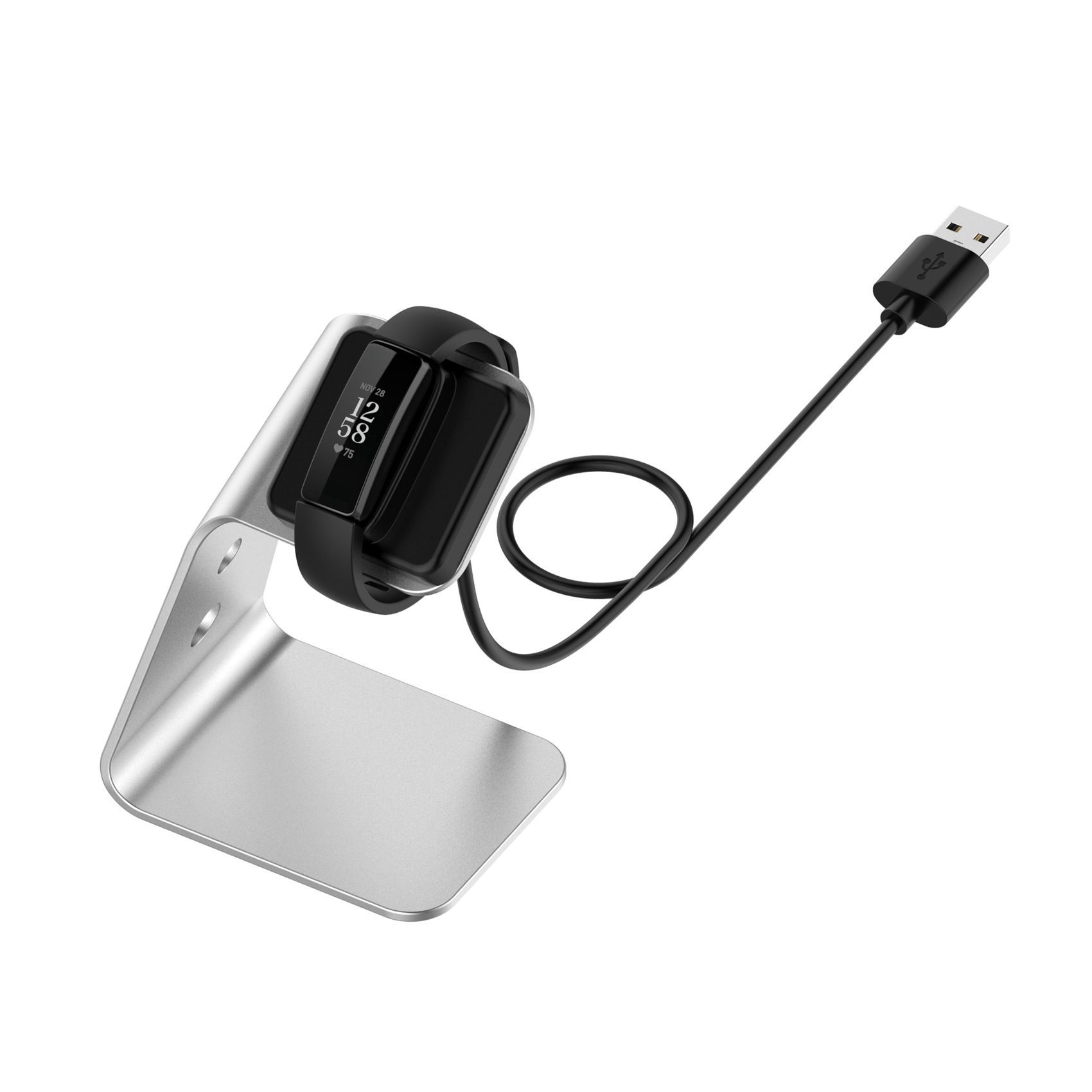 Charger Dock for Fitbit Inspire Charging Station USB Fast Power Cable Replacement for Fitbit ACE 2 Smartwatch, Silver