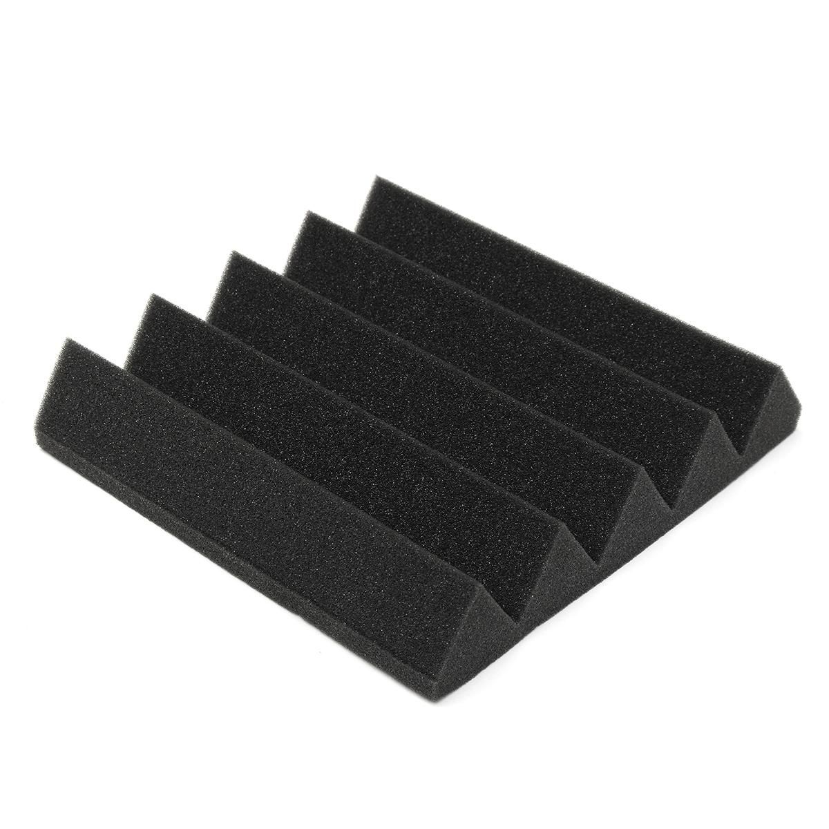 audio Charcoal Acoustic Wedge Foam Tile Sound Absorption Wall Panel Black 25X25X5cm