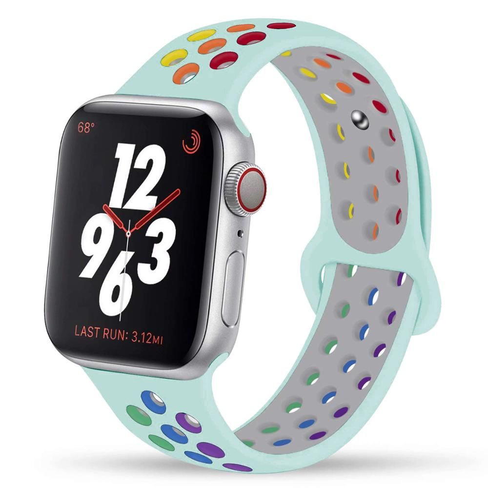 Silicone Strap For Apple Watch Band 44mm 40mm 42mm 38mm 44 mm watchband Breathable bracelet Apple watch 6 Strap iWatch 5 4 3 se