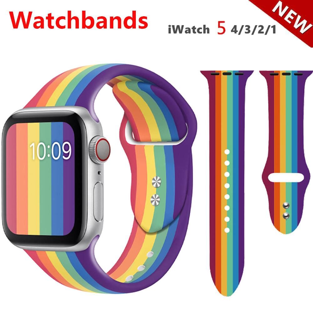 Rainbow Color Silicone Watch Band for smart Watch Series 8 7 6 5 4 3 2 1 42mm 44mm 45mm 49mm