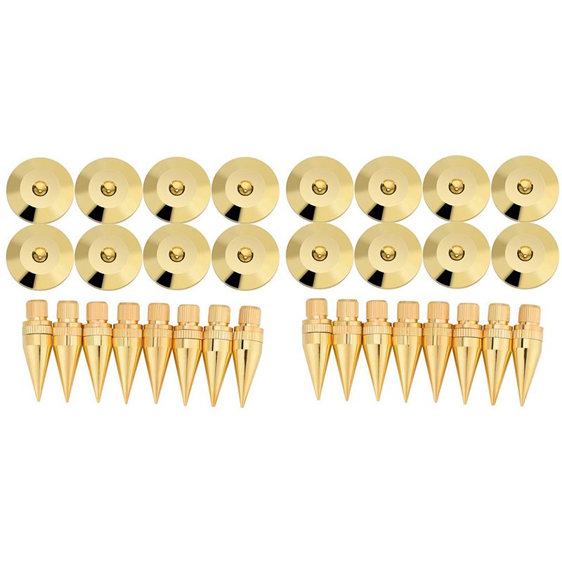 16 Pairs 6 x 36mm Copper Speaker Spike Isolation Stand + Base Pad Feet Mat Speaker Isolation Speaker Isolation Pads