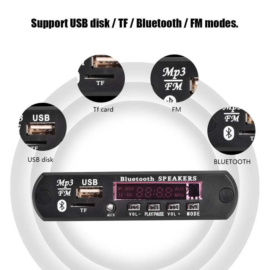 MP3 Board WMA Decoder Audio Wireless Bluetooth Module USB TF FM Hands-Free Call - intl